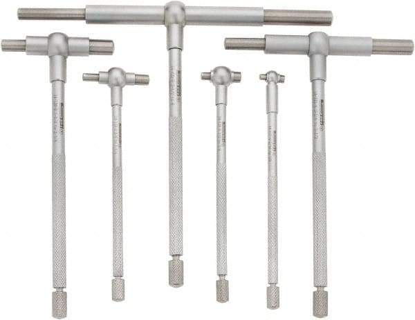 SPI - 6 Piece, 5/16 to 6 Inch, Hardened Tool Steel, Satin Chrome Finish, Telescoping Gage Set - Includes Vinyl Pouch - Exact Tool & Supply