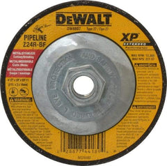 DeWALT - 24 Grit, 4-1/2" Wheel Diam, 1/8" Wheel Thickness, Type 27 Depressed Center Wheel - Zirconia Alumina, R Hardness, 13,300 Max RPM, Compatible with Angle Grinder - Exact Tool & Supply