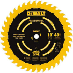DeWALT - 10" Diam, 5/8" Arbor Hole Diam, 40 Tooth Wet & Dry Cut Saw Blade - Carbide-Tipped, General Purpose Action, Standard Round Arbor - Exact Tool & Supply