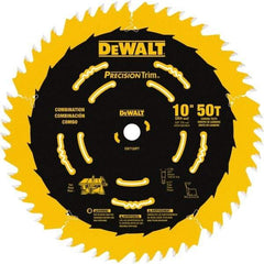 DeWALT - 10" Diam, 5/8" Arbor Hole Diam, 50 Tooth Wet & Dry Cut Saw Blade - Carbide-Tipped, Combination Action, Standard Round Arbor - Exact Tool & Supply