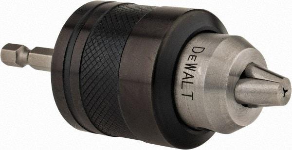 DeWALT - 1/16 to 3/8" Capacity, Integral Shank Drill Chuck - Keyless, Straight Hex Shank - Exact Tool & Supply