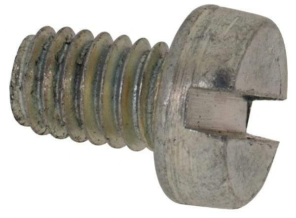 Value Collection - M4x0.70, 6mm Length Under Head Slotted Drive Machine Screw - Cheese Head, Grade 4.8 Steel, Zinc-Plated Finish, Without Washer - Exact Tool & Supply