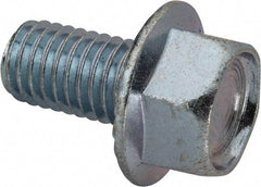 Value Collection - 1/2-13 UNC, 7/8" Length Under Head, Hex Drive Flange Bolt - 7/8" Thread Length, Grade 2 Steel, Serrated Flange, Zinc-Plated Finish - Exact Tool & Supply