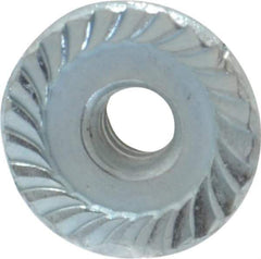 Value Collection - #6-32, 27/64" Flange Diam, Serrated Flange Nut - Grade Grade 2 Steel, Zinc-Plated Finish, 0.171" Flange Height - Exact Tool & Supply