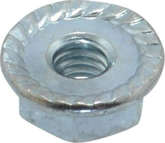 Value Collection - #8-32, 15/32" Flange Diam, Serrated Flange Nut - Grade Grade 2 Steel, Zinc-Plated Finish, 0.203" Flange Height - Exact Tool & Supply