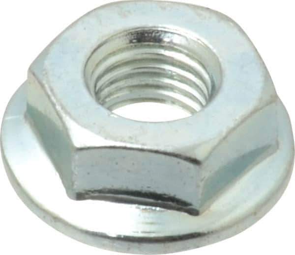 Value Collection - 1/4-28, 19/32" Flange Diam, Serrated Flange Nut - Grade Grade 2 Steel, Zinc-Plated Finish, 0.236" Flange Height - Exact Tool & Supply
