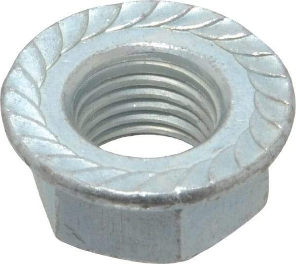 Value Collection - 3/8-24, 3/4" Flange Diam, Serrated Flange Nut - Grade Grade 2 Steel, Zinc-Plated Finish, 0.347" Flange Height - Exact Tool & Supply