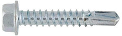 Value Collection - 1/4", Hex Washer Head, Hex Drive, 5" Length Under Head, #4 Point, Self Drilling Screw - Grade 1016-1024 Steel, Zinc-Plated Finish - Exact Tool & Supply