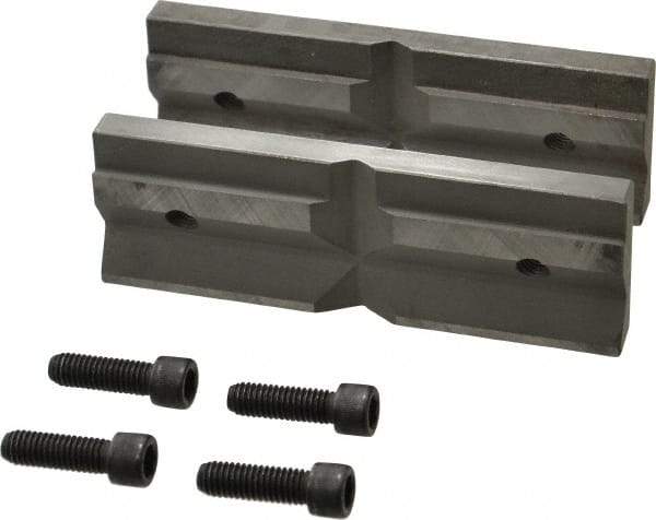 Cardinal Tool - 6" Wide x 2mm High, V-Groove Vise Jaw - Hard, Steel, Fixed Jaw, Compatible with 6" Vises - Exact Tool & Supply