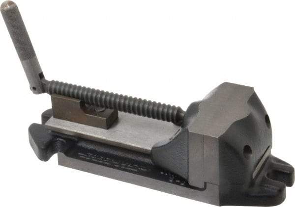 Cardinal Tool - 3" Jaw Opening Capacity x 1-1/2" Throat Depth, Horizontal Drill Press Vise - 3" Wide Jaw, Stationary Base, Rapid Action, 9" OAL x 2-9/16" Overall Height, Steel - Exact Tool & Supply