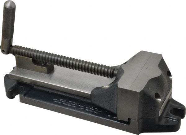 Cardinal Tool - 4" Jaw Opening Capacity x 1-1/2" Throat Depth, Horizontal Drill Press Vise - 4" Wide Jaw, Stationary Base, Rapid Action, 11-1/2" OAL x 2-7/8" Overall Height, Steel - Exact Tool & Supply