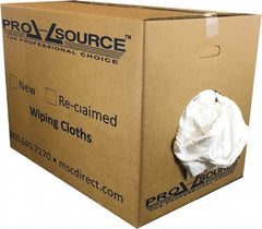 PRO-SOURCE - Wide Virgin Cotton Rags - White, Fleece and Sweatshirt, Low Lint, 50 Lbs. at 3 to 4 per Pound, Box - Exact Tool & Supply