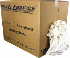 PRO-SOURCE - Reclaimed Cotton Polishing and Dust Cloths - White, Flannel, Low Lint, 50 Lbs. at 3 to 4 per Pound, Box - Exact Tool & Supply