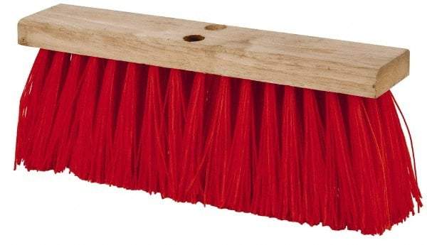PRO-SOURCE - 16" Rough Surface Synthetic Push Broom - 3-1/4" Bristle Length, Wood Block, Tapered Handle Connection, Handle Sold Separately - Exact Tool & Supply