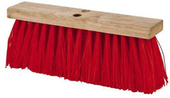 PRO-SOURCE - 16" Rough Surface Synthetic Push Broom - 3-1/4" Bristle Length, Wood Block, Tapered Handle Connection, Handle Sold Separately - Exact Tool & Supply