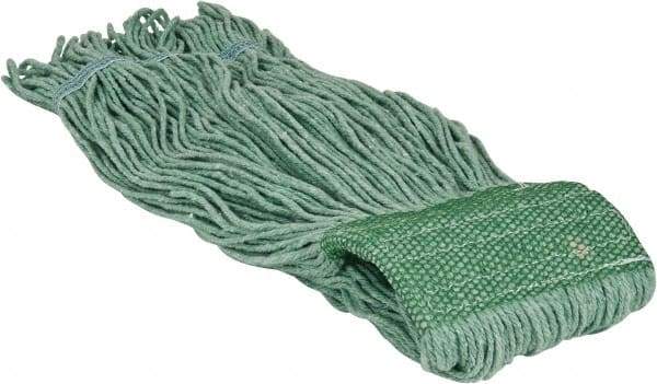 PRO-SOURCE - 5" Green Head Band, Large Blended Fiber Loop End Mop Head - 4 Ply, Clamp Jaw Connection, Use for General Purpose - Exact Tool & Supply