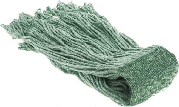 PRO-SOURCE - 5" Green Head Band, X-Large Blended Fiber Loop End Mop Head - 4 Ply, Clamp Jaw Connection, Use for General Purpose - Exact Tool & Supply