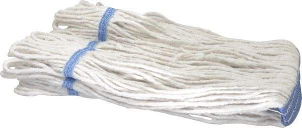 PRO-SOURCE - 1-1/4" White Head Band, X-Small Blended Fiber Loop End Mop Head - 4 Ply, Clamp Jaw Connection, Use for General Purpose - Exact Tool & Supply