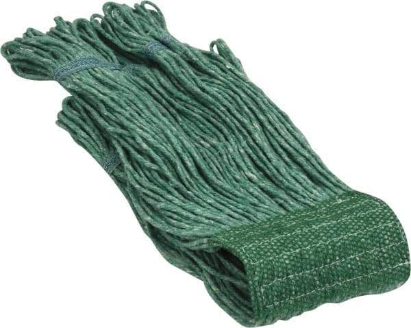 PRO-SOURCE - 5" Green Head Band, Medium Blended Fiber Loop End Mop Head - 4 Ply, Clamp Jaw Connection, Use for General Purpose - Exact Tool & Supply