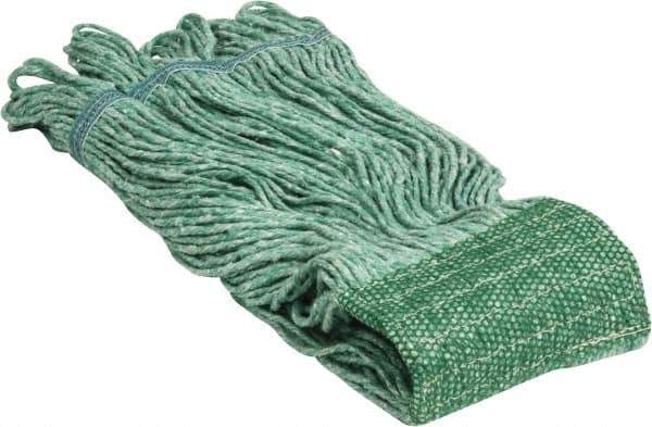 PRO-SOURCE - 5" Green Head Band, Large Blended Fiber Loop End Mop Head - 4 Ply, Side Loading Connection, Use for General Purpose - Exact Tool & Supply