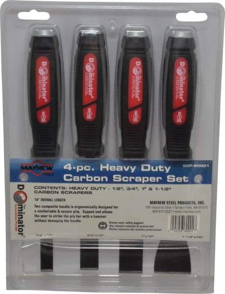 Mayhew - Stiff Carbon Steel 1-Edge Heavy-Duty Carbon Scraper Set - Exact Tool & Supply