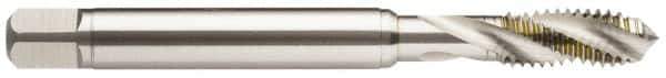 Guhring - #5-40 UNC 3 Flute 2B Modified Bottoming Spiral Flute Tap - Powdered Metal, TiCN Finish, 56mm OAL, Right Hand Flute, Right Hand Thread, Series 2912 - Exact Tool & Supply
