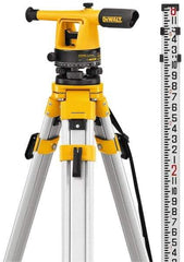 DeWALT - 20x Magnification, 5 to 200 Ft. Measuring Range, Transit Optical Level Kit - Accuracy 1/4 Inch at 100 Ft., Kit Includes Aluminum Tripod with Quick Adjust Legs - Exact Tool & Supply