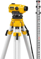 DeWALT - 26x Magnification, 0.5 to 300 Ft. Measuring Range, Automatic Optical Level Kit - Accuracy 1/32 Inch at 100 Ft., Kit Includes Aluminum Tripod with Quick Adjust Legs - Exact Tool & Supply