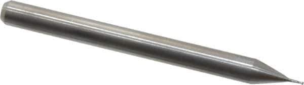 Kyocera - 1/64", 3/64" LOC, 1/8" Shank Diam, 1-1/2" OAL, 2 Flute, Solid Carbide Square End Mill - Single End, Uncoated, Spiral Flute, 30° Helix, Centercutting, Right Hand Cut, Right Hand Flute, Series 1610 - Exact Tool & Supply