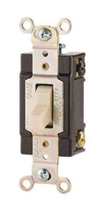 Cooper Wiring Devices - 3 Pole, 120 to 277 VAC, 20 Amp, Commercial Grade, Toggle, Wall and Dimmer Light Switch - 1.3 Inch Wide x 4.2 Inch High, Fluorescent - Exact Tool & Supply