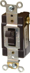 Cooper Wiring Devices - 3 Pole, 120 to 277 VAC, 15 Amp, Commercial Grade, Toggle, Wall and Dimmer Light Switch - 1.3 Inch Wide x 4.2 Inch High, Fluorescent - Exact Tool & Supply