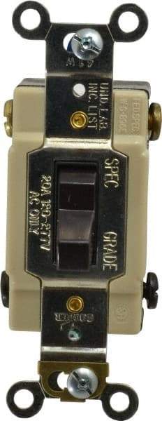 Cooper Wiring Devices - 4 Pole, 120 to 277 VAC, 20 Amp, Commercial Grade, Toggle, Wall and Dimmer Light Switch - 1.3 Inch Wide x 4.19 Inch High, Fluorescent - Exact Tool & Supply