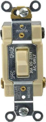 Cooper Wiring Devices - 4 Pole, 120 to 277 VAC, 20 Amp, Commercial Grade, Toggle, Wall and Dimmer Light Switch - 1.3 Inch Wide x 4.19 Inch High, Fluorescent - Exact Tool & Supply