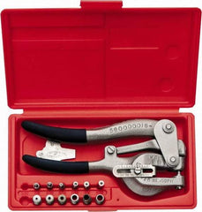 Roper Whitney - 3/32, 1/8, 5/32, 3/16, 7/32, 1/4, 9/32" Portable Hand Punch with Punch & Die Set - 1-3/4" Deep, Includes 3/32, 1/8, 5/32, 3/16, 7/32, 1/4, 9/32" Hand Punch - Exact Tool & Supply