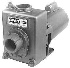 American Machine & Tool - 115/230 Volt, 1 Phase, 1/2 HP, Self Priming Pump - 56J Frame, 1-1/2 Inch Inlet, 74 Head Pressure, ODP Motor, Stainless Steel Housing and Impeller, 74 Ft. Shut Off - Exact Tool & Supply