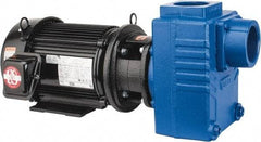 American Machine & Tool - 230/460 Volt, 3 Phase, 5 HP, Self Priming Centrifugal Pump - 3 Inch Inlet, 90 Head Pressure, Cast Iron Housing, Bronze Impeller - Exact Tool & Supply