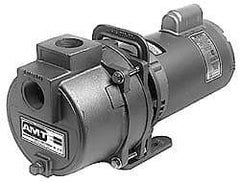 American Machine & Tool - 115/230 Volt, 1 Phase, 1 HP, High Pressure Self Priming Centrifugal Booster Pump - 1-1/2 Inch Inlet, 44 Head Pressure, Cast Iron Housing, Bronze Impeller, Buna N Seal - Exact Tool & Supply