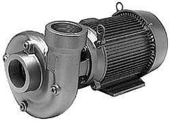 American Machine & Tool - 230/460V Volt, 3 Phase, 10 HP, Stainless Steel Straight Pump - 3 Inch Inlet, 3 Inch Outlet, 145 Max Head psi, Stainless Steel Impeller, Viton Seal - Exact Tool & Supply