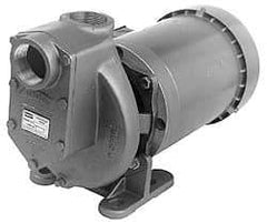 American Machine & Tool - 208-220/440 Volt, 3 Phase, 1-1/2 HP, Self Priming Pump - 1-1/2 Inch Inlet, 58 Head Pressure, Stainless Steel and Cast Iron Housing, Stainless Steel Impeller, PTFE Seal - Exact Tool & Supply