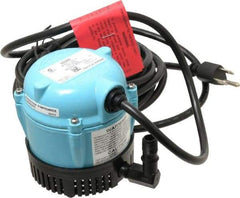 Little Giant Pumps - 1/200 HP, 3 psi, Aluminum Miniature Submersible Pump - 1/4 Inch Outlet, 18 Ft. Long Power Cord, 1.1 Amp - Exact Tool & Supply