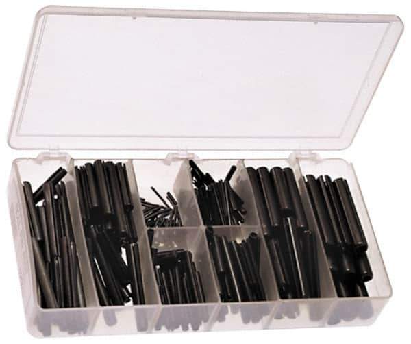 Precision Brand - 300 Piece, 1/16 to 3/8" Pin Diam, Spring Pin Assortment - 1/4 to 2-1/2" Long, Steel - Exact Tool & Supply