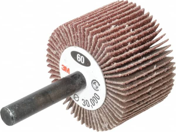 3M - 1-1/2" Diam x 1" Face Width, Medium Aluminum Oxide Coated Mounted Flap Wheel - Exact Tool & Supply