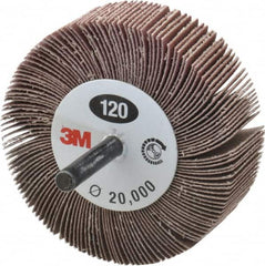 3M - 3" Diam x 1" Face Width, Fine Aluminum Oxide Coated Mounted Flap Wheel - Exact Tool & Supply