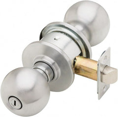 Schlage - 1-3/8 to 1-7/8" Door Thickness, Satin Chrome Privacy Knob Lockset - Exact Tool & Supply