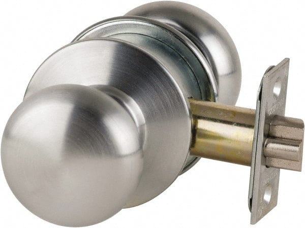 Schlage - 1-3/8 to 1-7/8" Door Thickness, Satin Chrome Passage Knob Lockset - Exact Tool & Supply