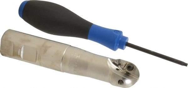 Seco - 1" Cut Diam, 0.86" Max Depth of Cut, 1" Shank Diam, 5.04" OAL, Indexable Ball Nose End Mill - 2" Head Length, Straight Shank, R218.20 Toolholder, 218.20-125.R Insert - Exact Tool & Supply