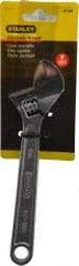 Stanley - 1" Jaw Capacity, 8" Standard Adjustable Wrench - Chrome Vanadium Steel, Chrome Finish, 8-1/8" OAL - Exact Tool & Supply