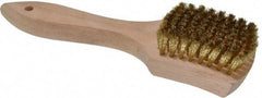 PRO-SOURCE - 5/8" Bristle Length, Brass Scouring Brush - 3" Long x 2-5/8" Wide Head, 8-7/8" OAL, White, Wood Block - Exact Tool & Supply