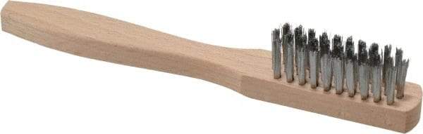 Made in USA - 7-1/2" OAL, Steel Utility Brush - 9/16" Bristle Length, 1-1/2" Long x 1/2" Wide Head, Straight Hardwood Handle - Exact Tool & Supply