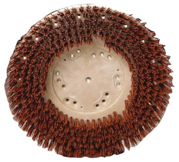Made in USA - 15" Diam Floor Brush - 13" Machine, 1-1/2" Trim Length, Orange Pad, Nylon - Exact Tool & Supply